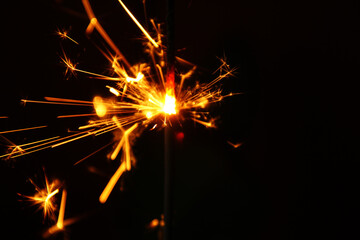 Close up of burning handheld firework