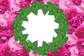 Marco de rosas y hojas verdes para tarjetas de regalos, día de las madres, bodas, día de la mujer, 8 de marzo, cumpleaños, invitaciones 