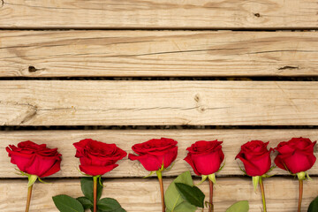Fototapeta na wymiar roses on wood