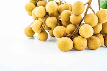 Fresh fruit longans on white background
