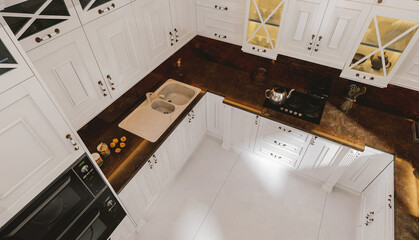 modern kitchen interior with kitchen detail