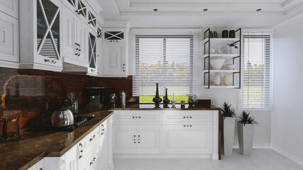 modern kitchen interior with kitchen