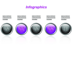 Infographics banner template in glass or glossy style,business concept with 5 options.