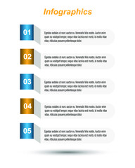 Infographic design template with paper tags.