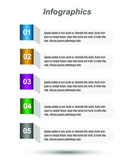 Infographic design template with paper tags.