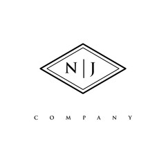 initial NJ logo design vector