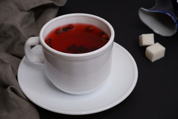 Fruit tea on a black background.