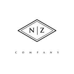 initial NZ logo design vector
