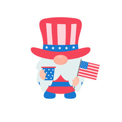 4th of july. Gnomes wore an American flag costume to celebrate Independence Day.