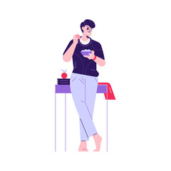 Man Eating Porridge Composition