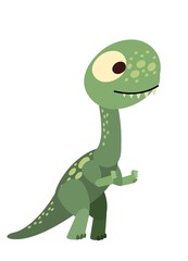 Baby dinosaur. The isolated object on a white background. Cheerful kind animal baby dino. Cartoons flat style. Prehistoric reptile. Funny. Illustration vector