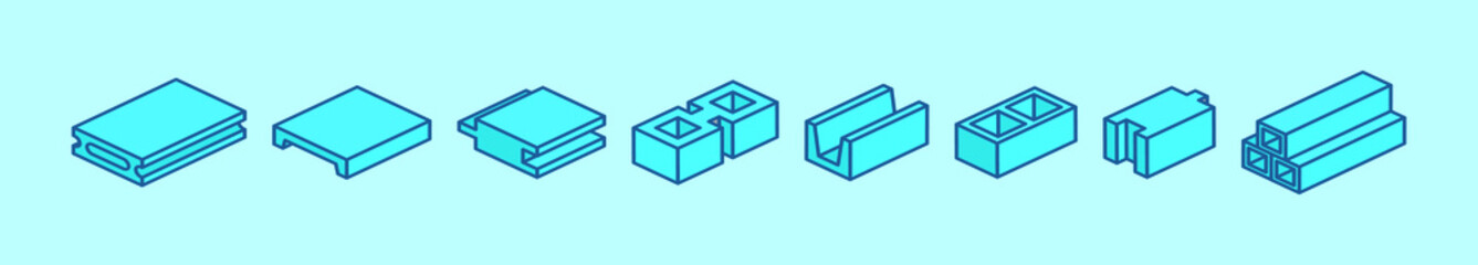 set of gutter cartoon icon design template with various models. vector illustration isolated on blue background