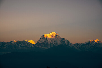 Sunrise on Poonhill beautiful mountain view of the Annapurna range.
