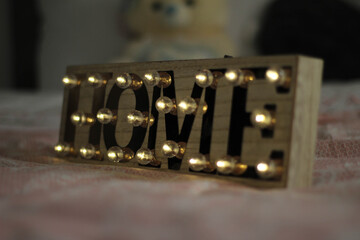 Close up woody warm decoration light for home