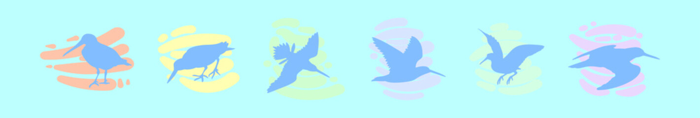 set of snipe cartoon icon design template with various models. vector illustration isolated on blue background