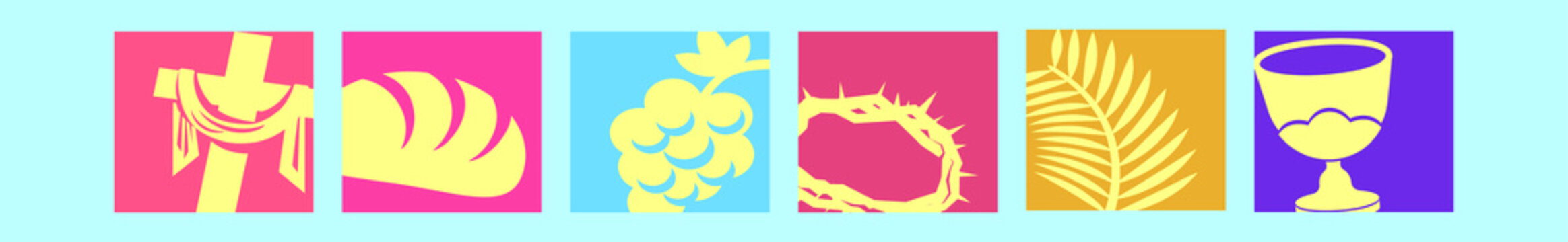 set of holy week cartoon icon design template with various models. vector illustration isolated on blue background