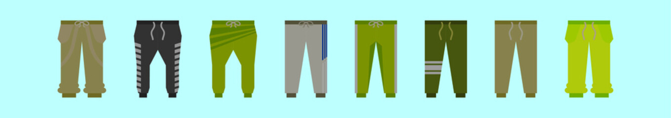 set of sweatpants cartoon icon design template with various models. vector illustration isolated on blue background