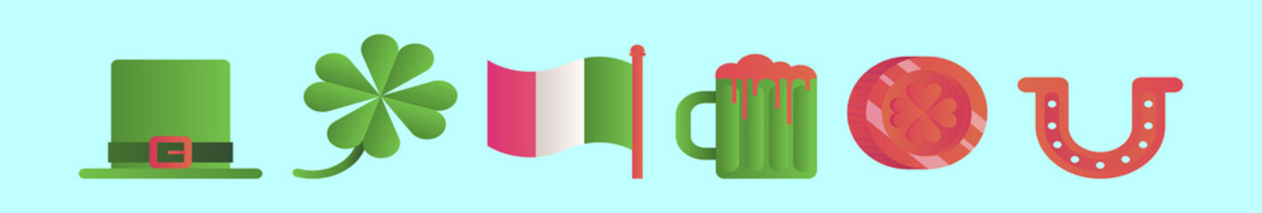 set of st patrick day cartoon icon design template with various models. vector illustration isolated on blue background