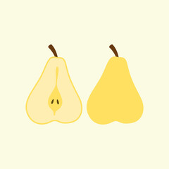 Fresh slice pear icon. Flat illustration of fresh slice pear vector icon for web design. Flat yellow pear vector png for icon logo in cute cartoon background fruits. Natural product. Veggie food