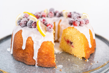Lemon cranberry bundt cake