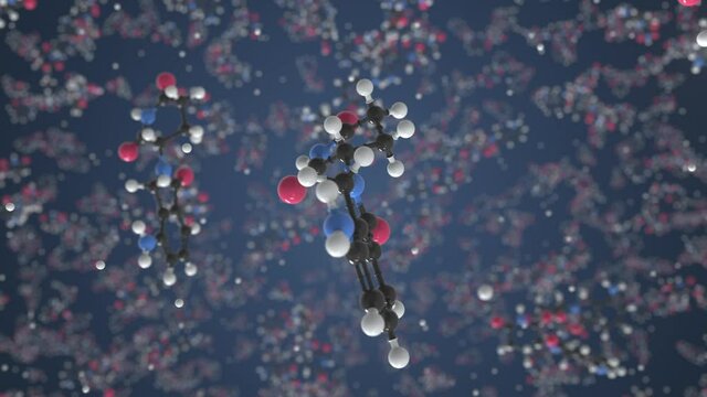 Lenalidomide molecule. Molecular model. Looping seamless 3d animation