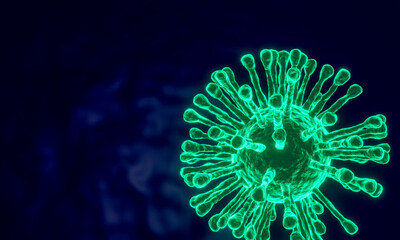 3D rendering Microscope cells Coronavirus 2019 closes up, looking at the microscopy of virus cells,
