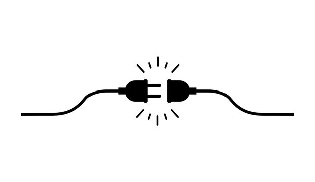 Connection And Disconnection Electric Socket Plug, Error 404, Page Web Not Found Vector Illustration