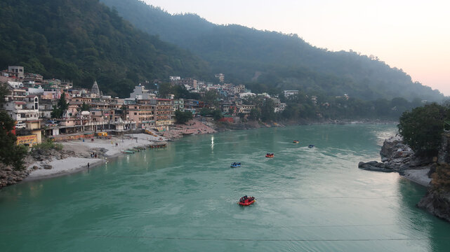 River Ganga Flowing through Hrishikesh, Uttarakhand, India
