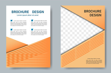 Orange triangle and stripes, triangle space for image. Design for brochure, template, annual report, flyer, layout, book cover.