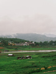 Rural lifestyle along the river and nature at Sangkhlaburi District, Kanchanaburi Province, Thailand