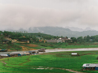 Rural lifestyle along the river and nature at Sangkhlaburi District, Kanchanaburi Province, Thailand