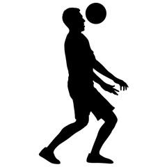 silhouettes of soccer players with the ball on white background