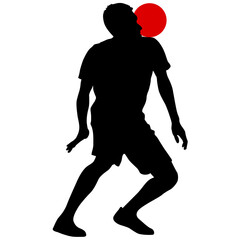 silhouettes of soccer players with the ball on white background © Arrows