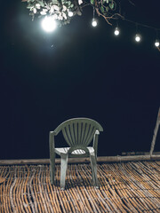 a chair at night