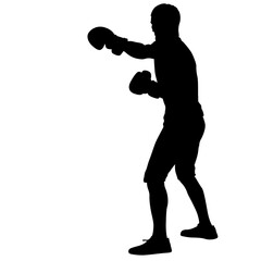 Fototapeta na wymiar Black silhouette of an athlete boxer on a white background
