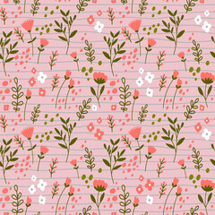 Seamless pattern with abstract flowers. Creative floral surface design. Vector background