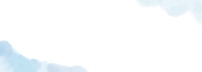 Light blue watercolor abstract vector illustration frame, refreshing, pastel color, copy space, landscape, web header, banner, white background,