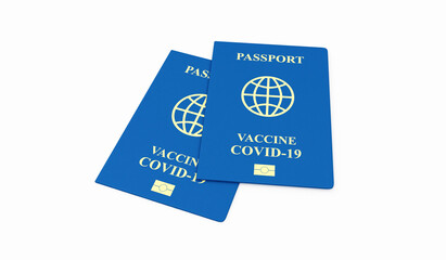 Group of Coronavirus vaccination document. Covid-19 Passports on white background