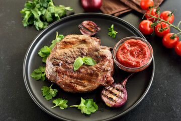 Juicy grilled beef steak