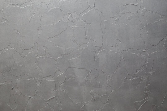 Peeled Paint Flat Surface Covered With A New Layer Of Metallic Silver Paint