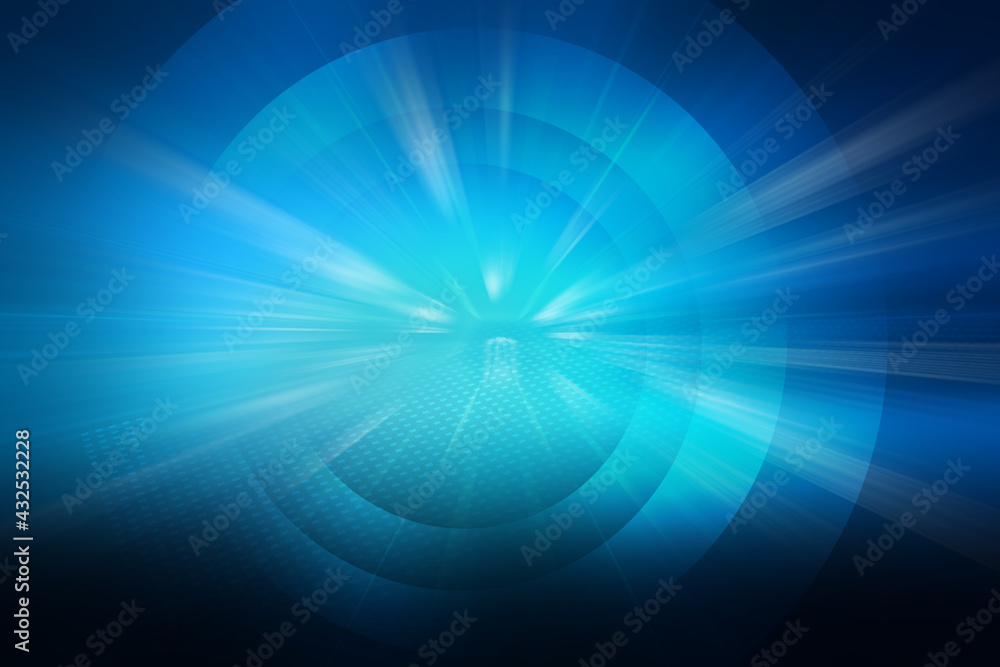 Aufkleber 3d rendering of a graphical abstract technology background, circles going to the center point.