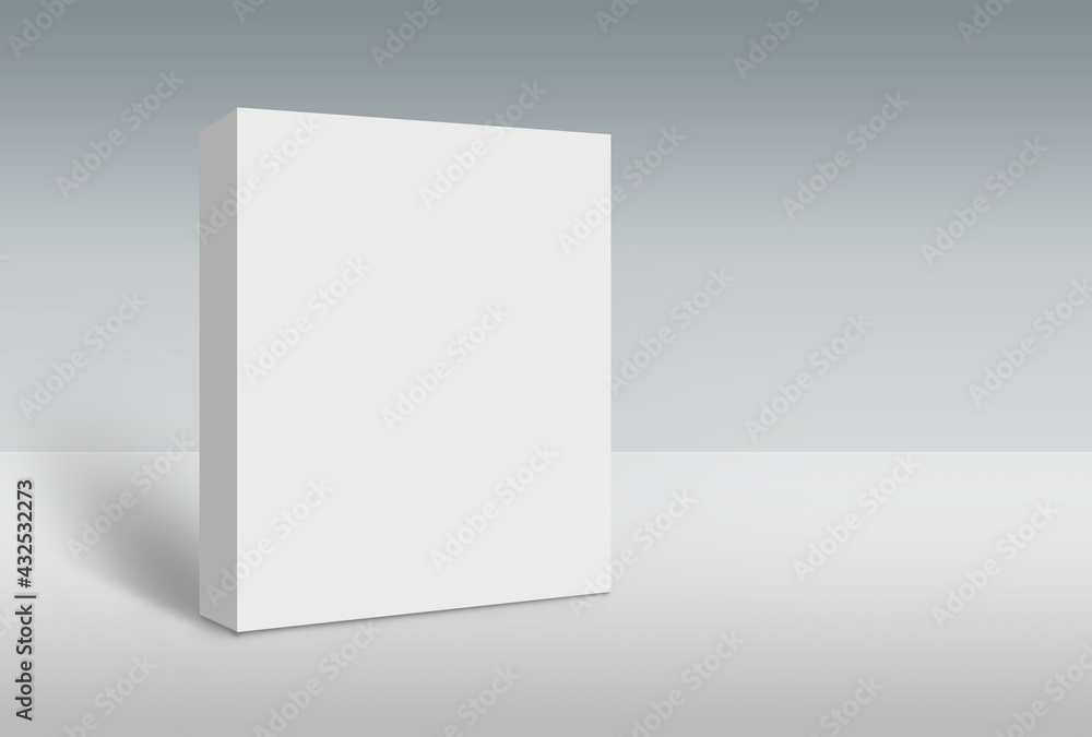 Aufkleber 3d rendering of the white box on the ground, mock-up template ready for design