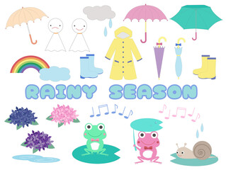 梅雨のイラストセット