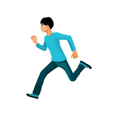 Vector figure of a fast running asian teenage boy in profile