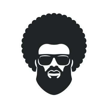 Funky cool bearded man african man wearing sunglasses. Afro Haircut