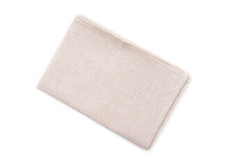 Square kitchen towel, linen napkin isolated on white, top view