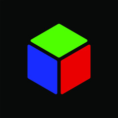 3 diamond cube form logo template in flat design monogram illustration