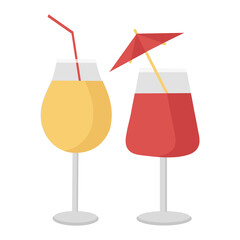Two cocktail glasses on a white background for use in web design