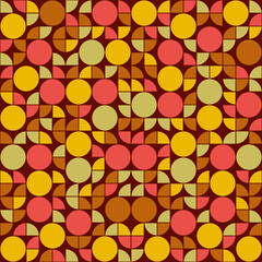 Pink and yellow geometric decorative ornament. Vector same shapes pattern.