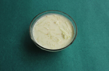 Cucumber raita in a bowl